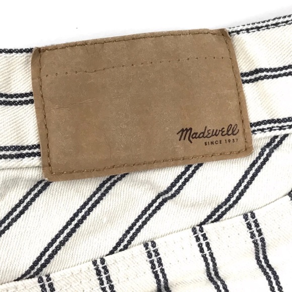 MADEWELL Cut Off Short Shorts Blue Ivory Stripe - Picture 5 of 7